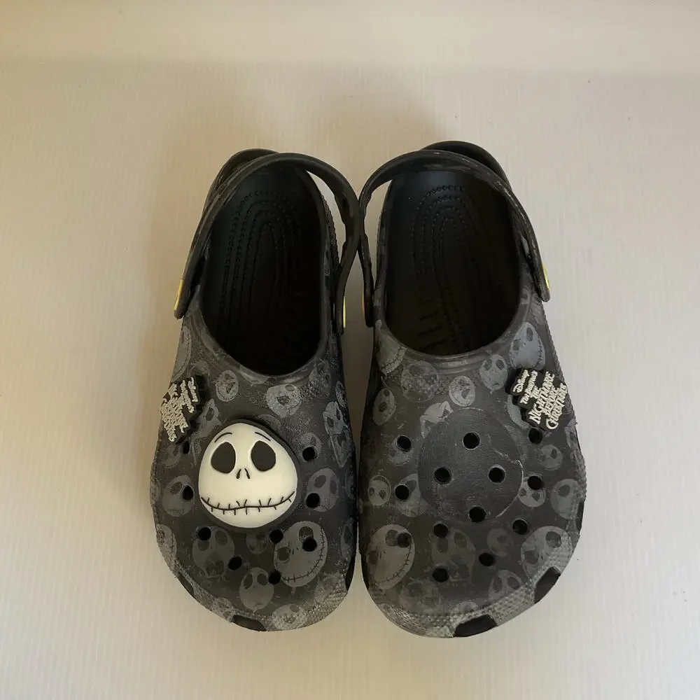 Crocs Disney Nightmare Before Christmas Jack Skellington Clogs M6 W8 Black Rare